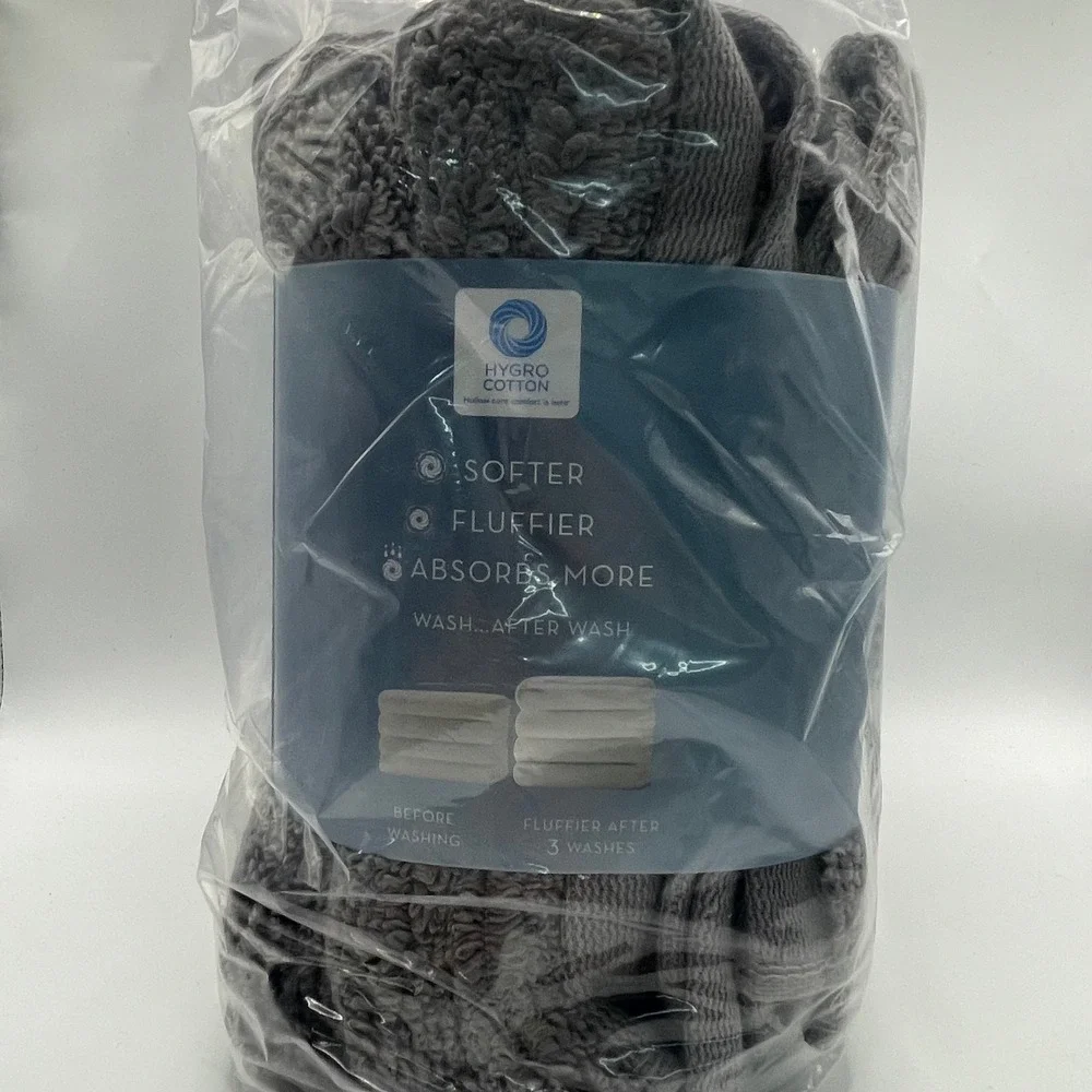 Charisma Towel Set Unisex 4PK Grey NEW Hygro Cotton Luxury CSDH-TW-HW-03